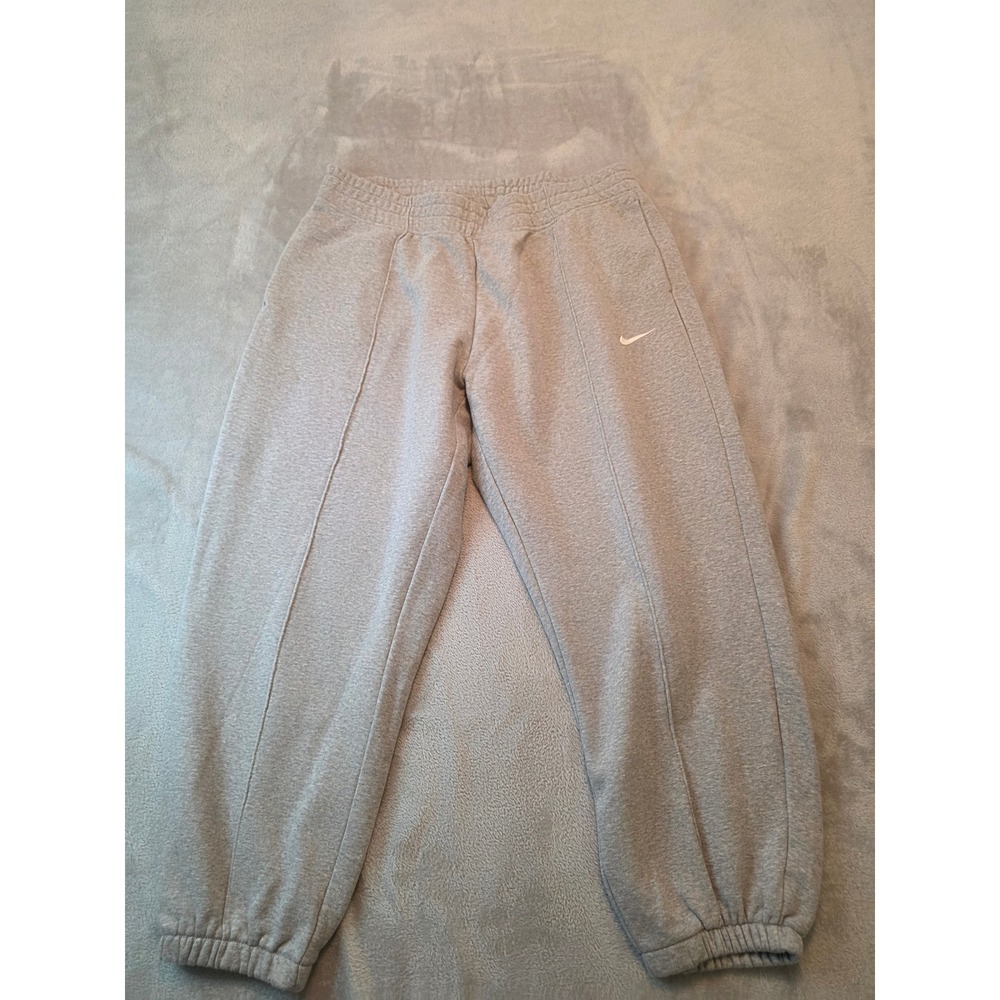 Nike Sweatpants Womens 1X Grey Fleece Joggers Pintuck Swoosh Logo
